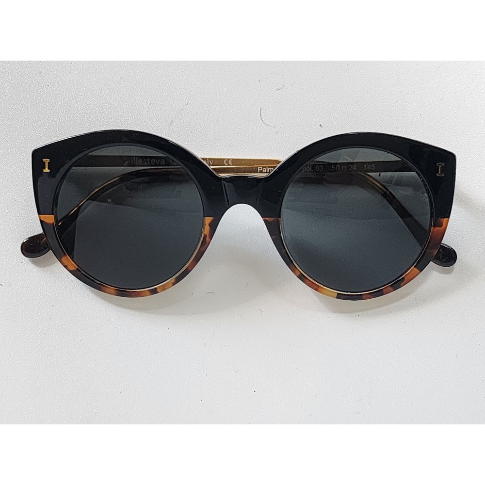 Illesteva Palm Beach Sunglasses Black Tortoise Gold col. 03 Made in Italy
